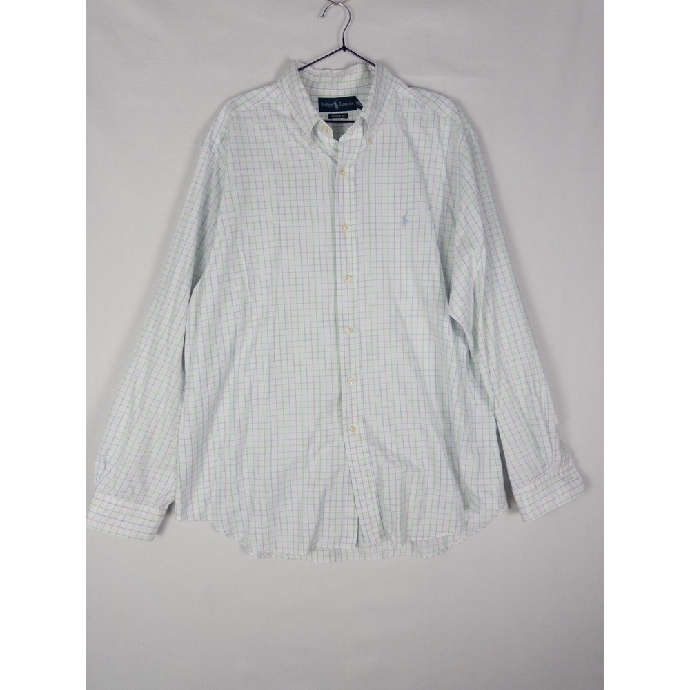 Polo Ralph Lauren Classic Fit Shirt Mens XL White Check Cotton Classic Pony